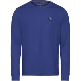 delmao Rundhalsshirt DELMAO, Herren, Gr. L (52/54), blau, Single Jersey, Obermaterial: 100% Baumwolle, unifarben, Basic, Basic schmal, Rundhals, Rippbündchen, Shirts Rundhalsshirt, mit Markenlabel
