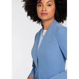 TAMARIS Longblazer TAMARIS, Damen, Gr. 34, blau (hellblau), Web, Obermaterial: 93% Polyester, 7% Elasthan. Futter: 100% Polyester, figurbetont Po-bedeckend, tiefer V-Ausschnitt, Blazer Longblazer, ohne Revers mit Häkchenverschluss