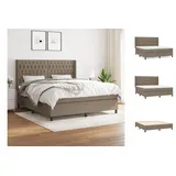 vidaXL Boxspringbett mit Matratze Taupe 180x200 cm Stoff