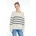 S Strickpullover Gr M cream navy stripe Strick Obermaterial 70 Baumwolle 30 Polyester gestreift hüftbedeckend V-Ausschnitt Pullover Strickpullover
