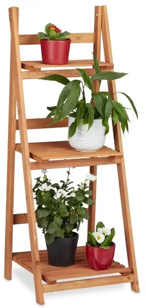 Relaxdays Blumentreppe aus Holz Hellbraun