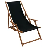 Liegestuhl schwarz Sonnenliege Gartenliege Holz Deckchair Strandstuhl Massivholz Gartenmöbel 10-305