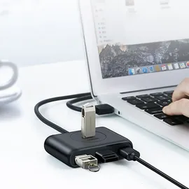 UGREEN USB A/USB C to 4 Port USB 3.0 Hub Schwarz