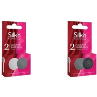 Silk'n VacuPedi Schleifscheiben - Fein und Medium - Elektrisches Gerät zur Hornhautentfernung - Nachfüllpackung - 2 Stück & VacuPedi Schleifscheiben - Medium und Grob - 2 Stück