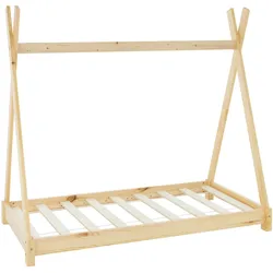 Kinderbett Tipi Holz Kinderhaus Holz Bettgestell Indianische Bett 70x140cm Natur