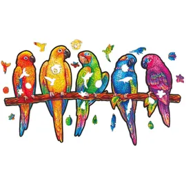 UNIDRAGON 193-tlg. Holzpuzzle Playful Parrots Medium 44x25 cm