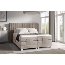 Fun Möbel Boxspringbett Elektrisch Bett VIDAL 160x200cm in Stoff Fresh Macchiato - Beige