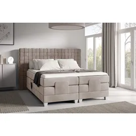 Fun Möbel Boxspringbett Elektrisch Bett VIDAL 160x200cm in Stoff Fresh Macchiato - Beige