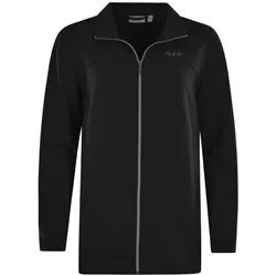 hajo Damen Homewear Jacke - Freizeit, Klima-Komfort, Stretch Cotton-Mix, uni Schwarz 2XL