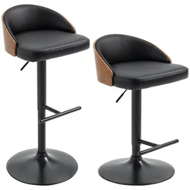 Homcom Barhocker Kunstleder Schwarz 2er Set