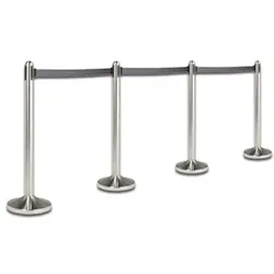 Decor Service Leitsystem aus rostfreiem Stahl, einziehbares Band in grau, mit Fußteil, 100 cm