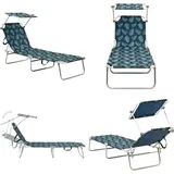 Klappliege mit Sonnendach Stahl Blattmuster - Klappliege - Sonnenliege - Gartenliege - Strandliege - Relaxliege - Home & Living