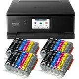 IC-Office TS8750 Tintenstrahl Multifunktionsdrucker 3-in-1 (Drucken, Kopieren, Scannen, SD-Karte, Duplex, WLAN, AirPrint) schwarz + 24 XXL Tintenpatronen