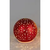 Formano LED Kugel - Dekoobjekt Red Stars, Rot 10cm Ø aus Glas, LED fest integriert, Warmweiß, Batterie betrieben