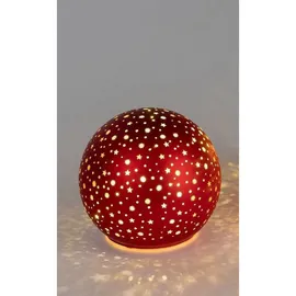 Formano LED Kugel - Dekoobjekt Red Stars, Rot 10cm Ø aus Glas, LED fest integriert, Warmweiß, Batterie betrieben