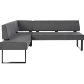 OTTO home Eckbank OTTO HOME "Oliver mit Metallgestell, Küchenbank", grau (grau, schwarz), B:200cm H:89cm T:160cm, Holzwerkstoff, Massivholz, Polyester, Sitzbänke, Eckbank, verschiedene Bezüge Cord Esszimmerbank OTTOs Choice