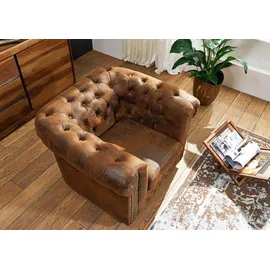 Massivmoebel24 Sessel Chesterfield Polyester 94 x 72 x 86 cm Braun