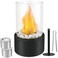 Tischkamin, Bioethanol-tischkamin Für Den Innenbereich, Ethanol-kamin, Moderne Tischfeuerdekoration, Freistehender Bioethanol-kamin Mit Weißen Dekosteinen