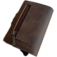 Slim Wallet, Leder, Münzfach, Braun, Grau, Wallet, portmonee Herren, Geldbeutel Herren, Portemonnaie Herren, geldbörse Herren