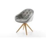 DELIFE Esszimmerstuhl Gaio-Flex Samt Grau Holzgestell kantig Natur, Esszimmerstühle