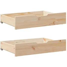 vidaXL Bettschubladen mit Rollen 2 Stk. 80x55x17 cm Massivholz Kiefer