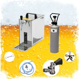 ich-zapfe Komplett Set - Zapfanlage, Bierzapfanlage, Bierkoffer, Durchlaufkühler PYGMY 25 1-leitig Trockenkühler, 35 Liter/h, Zapfkopf:KeyKeg
