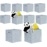 10er Set Quadratische Filzk√∂rbe, Faltbar, Mit 2 Trage√∂ffnungen, Schicke Regalk√∂rbe, H X B X T: 30 X 30 X 30 Cm, Grau