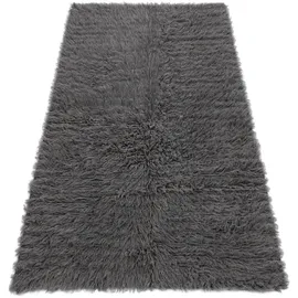RugsX Flokati, Wolle - Bettdecke, Plaid Grau, Grey 55x110 cm,