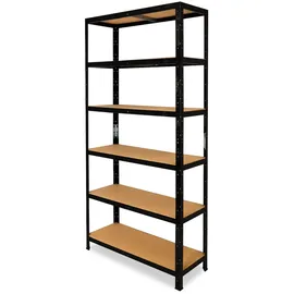 shelfplaza BLACK 200x110x30 cm Schwerlastregal in schwarz mit 6 Böden und 145 kg Traglast pro Boden