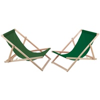 Woodok 2-er Set aus Buchenholz Buchenholz Liegestühl Garten Grün