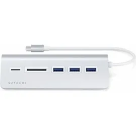 Satechi Type-C Aluminium USB Hub & Card Reader Silber