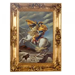 Riesiges handgemaltes Barock Öl Gemälde Napoleon auf Pferd Gold Prunk Rahmen 220 x 160 x 10 cm - Massives Material