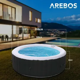Arebos Whirlpool Ø208 cm x 68 cm Schwarz