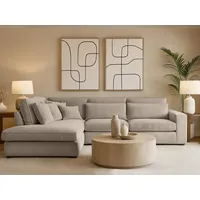 Beautysofa Ecksofa mit dekorativen Kissen PARMA, im modernes Design, klassische Polsterecke inklusive Wellenfedern, Ottomane links oder rechts wählbar beige