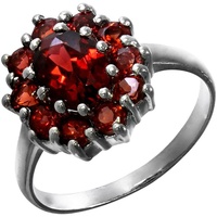 VIVANCE Fingerring 925/- Sterling Silber Granat Handschmuck (Ringe), 23687710-60 weiß + rot)