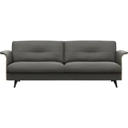 3-Sitzer FLEXLUX "Glow Designsofa, bequem und komfortabel durch hochwertigen Sitzaufbau", grau (warm mineral), B:224cm H:81cm T:91cm, 100% Echteder, Sofas, Skandinavisches Design, In hochwertiger Verarbeitung