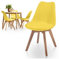 MIADOMODO Esszimmerstuhl Esszimmerstühle 2/4/6/8er Set - aus Kunststoff & Massivholz, Farbwahl (4 St) gelb