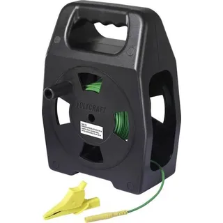 VOLTCRAFT EML-50 Erdungsmessleitung 50 m Grün auf Spindel CAT III 1000 V Kunststofffaser für hohe Zugfestigkeit