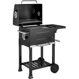 Outsunny Holzkohlegrill Kompakt Grillwagen mit Deckel Thermometer Grillrost Seitentisch Aschefach Lüftungsschlitzen, BBQ Smoker mit Räder Kohlegrillwagen Standgrill für Camping Garten   Aosom