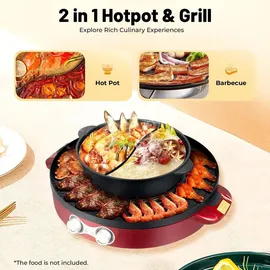 CNCEST Hot Pot 2200W 2 in 1 rot