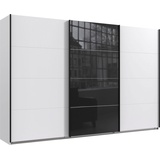 WIMEX Schwebetürenschrank »Norderstedt«, INKLUSIVE 2 Stoffboxen und 2 zusätzliche Einlegeböden, mit Glastür, weiß glas schwarz) , 69450415-0 B/H/T: 313 cm x 210 cm x 64 cm