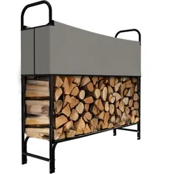 GARMIO® Kaminholzregal Metall Brennholzregal Kaminholzunterstand mit Abdeckung Stapelhilfe pulverbeschichtet 130x30x117cm