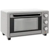 autolock Minibackofen Mini-Backofen 21 L mit 3 Kochmodi, 100–230 °C & Timer, Kompakter Backofen inkl. Backblech & Gitter, Edelstahl – 46×38,5×29 cm silberfarben