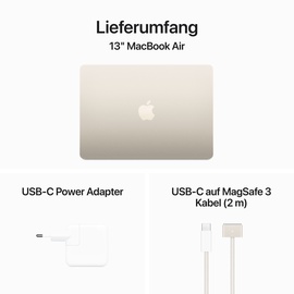 Apple MacBook Air 13,6" M3 CZ1BB-0110000 Polarstern Apple M3 Chip 8-Core CPU 10-Core GPU 16GB 1TB SSD 35W – BTO MRXU3D/A