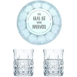 Nachtmann Whiskyglas mit Gravur Das Glas ist immer Halbvoll, 2er Set