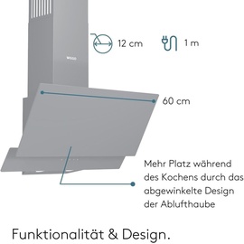 Wiggo A642 Dunstabzugshaube 60cm kopffrei I Abluft Umluft Dunstabzug 626m3/h - Touch-Display 4 Stufen I Energieeffizienzklasse A Schräghaube inkl...