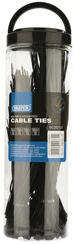 Draper Nylon Halsketten Multi Size schwarz 650 Stück, schwarz