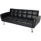 Mendler Schlafcouch Kunstleder 3-Sitzer Schwarz