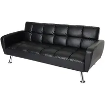 Mendler Schlafcouch Kunstleder 3-Sitzer Schwarz