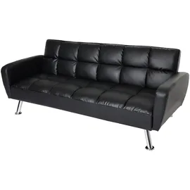 Mendler Schlafcouch Kunstleder 3-Sitzer Schwarz